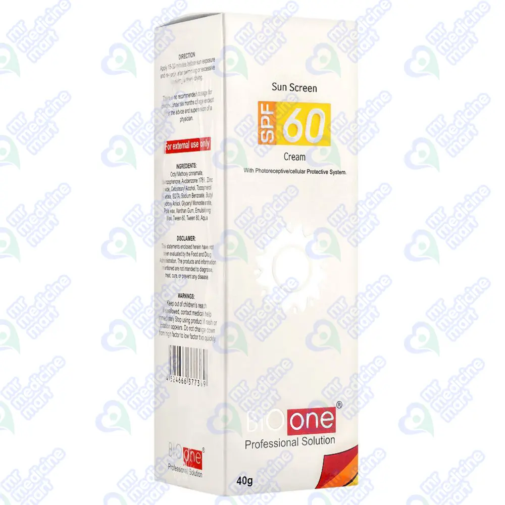 Bio One Spf 60 Cream Sun Screen 40g
