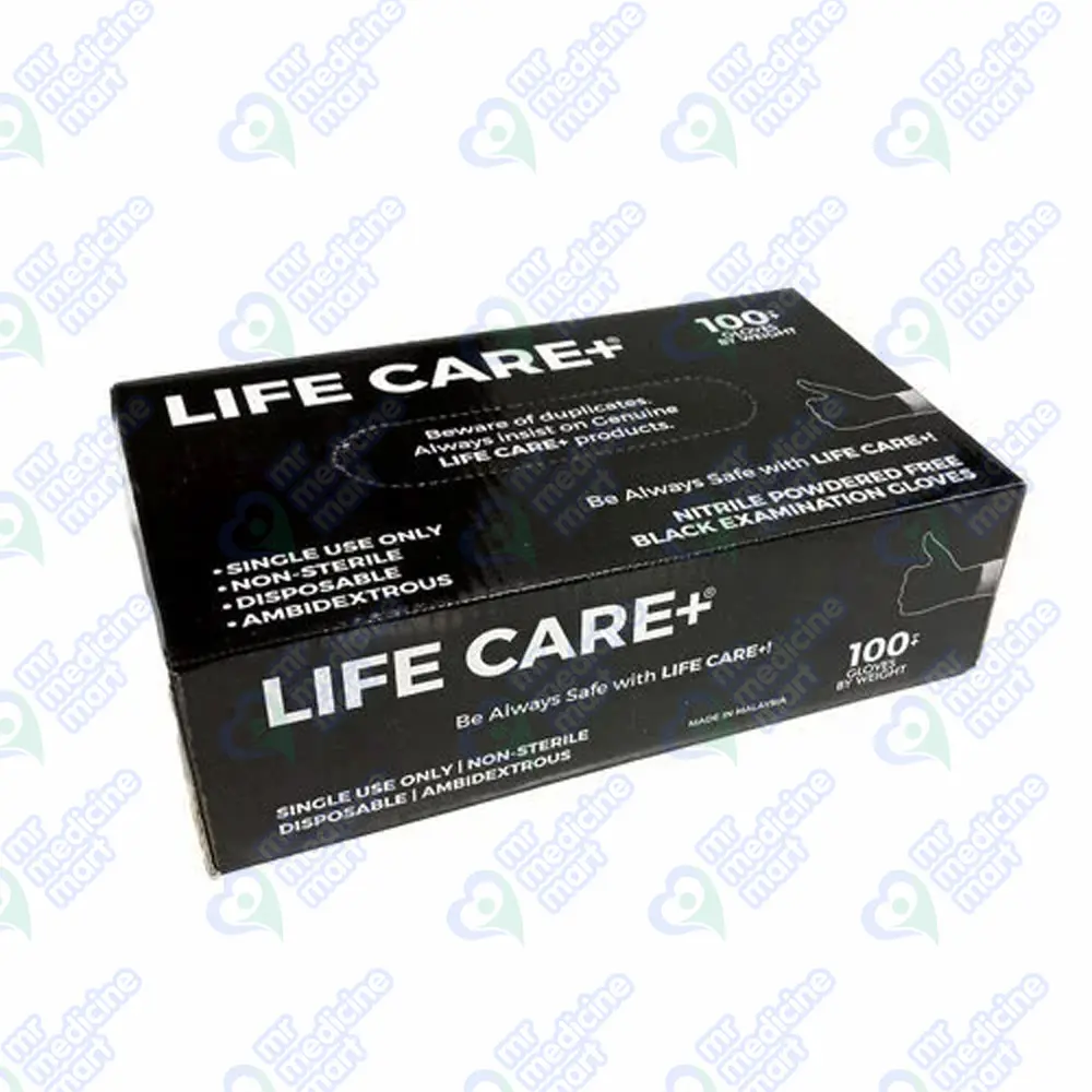 Lifecare Black Gloves 100's (Large) (Net)