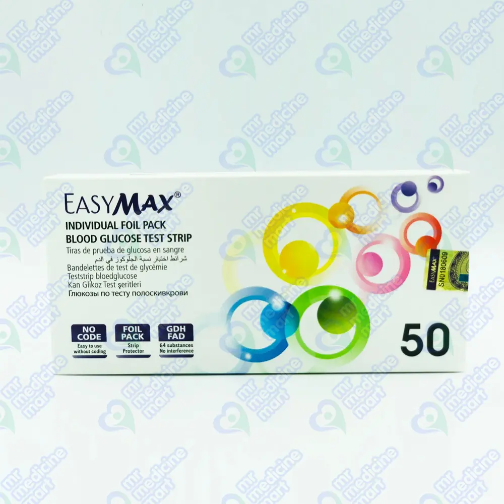 EasyMax Blood Glucose Test Strip 50's 