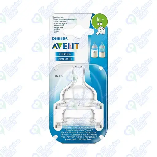 Philips Avent Silicon Nipple Teat 1m+/2h PK2 (SCF632/27)