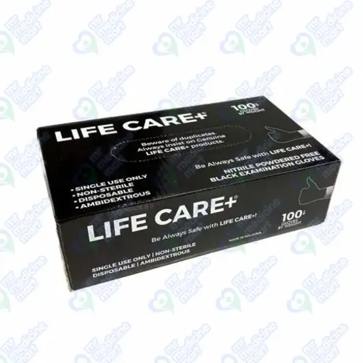 Lifecare Black Gloves 100's (Large) (Net)
